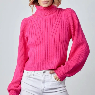 &merci Ribbed Turtleneck Sweater In Pink