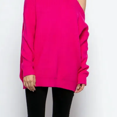 &merci Shoulder-baring Turtleneck Sweater In Pink