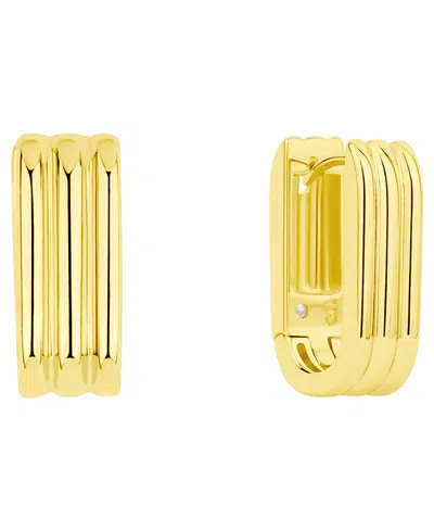 And Now This 18k Gold Plated Brass Ribbed Oblong Huggie Hoops Earrings, Macy's Exclusive