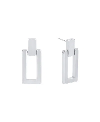 And Now This 18k Gold Plated Or Silver Plated Rectangle Post Drop Earring In Metallic