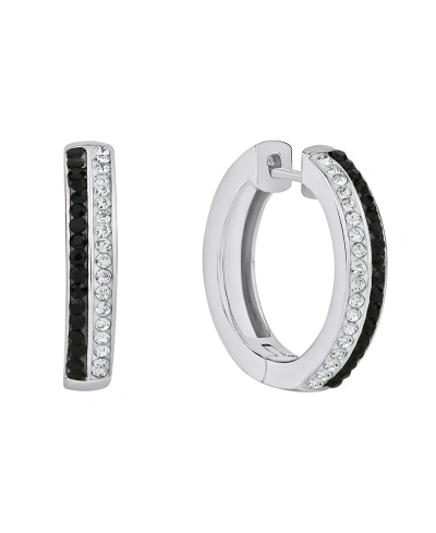 And Now This Clear And Black Crystal Hoop Earring In Silver