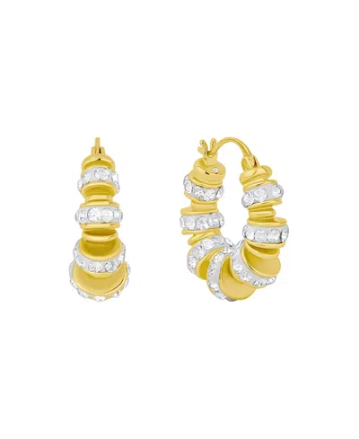 And Now This Clear Crystal Click Top Hoop Earrings In Gold
