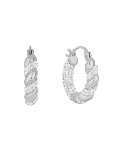And Now This Clear Crystal Click Top Hoop Earrings In Silver