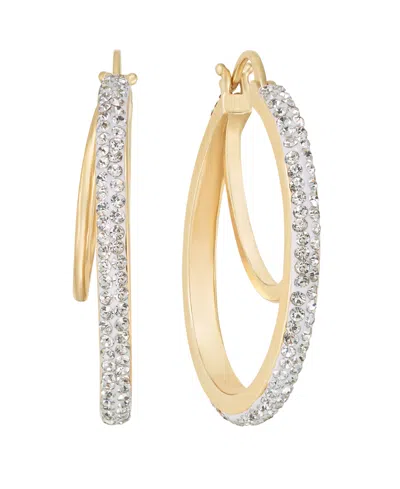 And Now This Clear Crystal Double Hoop Earring In Gold