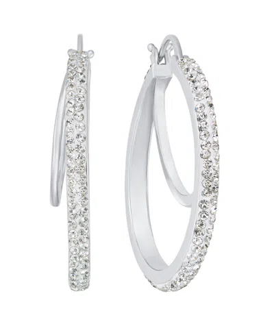 And Now This Clear Crystal Double Hoop Earring In Silver