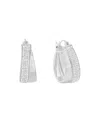 And Now This Clear Crystal Double Row Texture Hoop Earrings In Silver