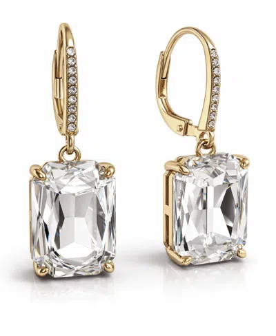 And Now This Clear Crystal Drop Leverback Earrings In Gold
