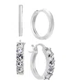 And Now This Clear Crystal Duo Hoop Earring Set In Silver
