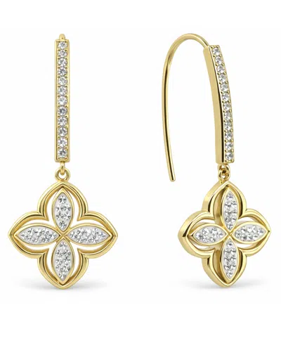 And Now This Clear Crystal Flower Drop Wire Hook Earrings In Gold
