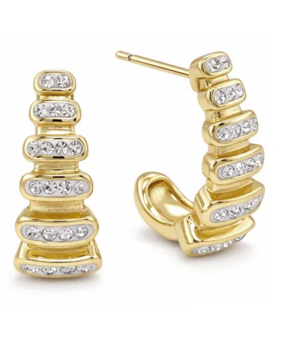 And Now This Clear Crystal Graduated J Hoop Post Earring In Burgundy
