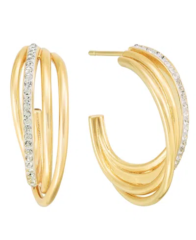 And Now This Clear Crystal Multi Row Hoop Earring In Gold