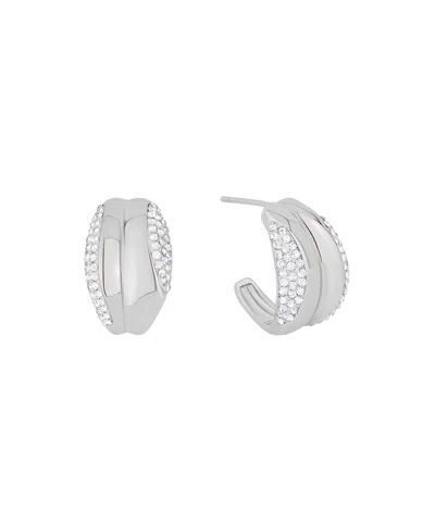 And Now This Clear Crystal Push Back C-hoop Earrings In Silver