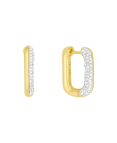 And Now This Clear Crystal Rectangular Shaped Hoop Earrings In Gold