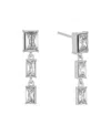 And Now This Clear Crystal Triple Stone Drop Earring In Silver Plated