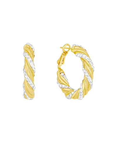 And Now This Clear Crystal Twist Hoop Earrings In Gold