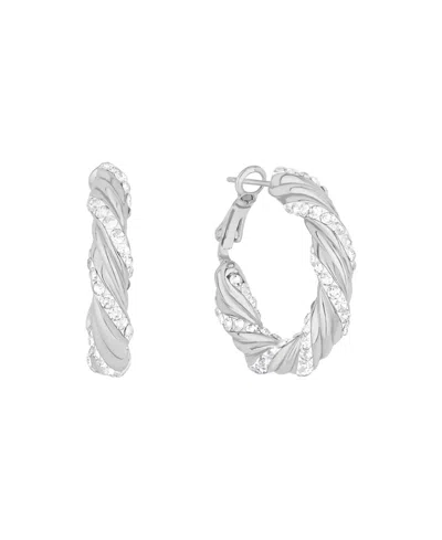 And Now This Clear Crystal Twist Hoop Earrings In Silver