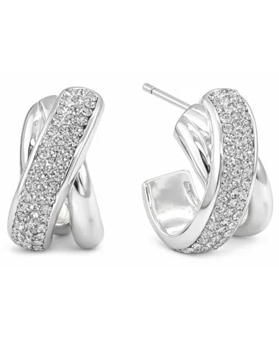 And Now This Clear Crystal X Center C Hoop Post Earring In Gold