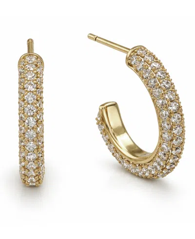 And Now This Clear Cubic Zirconia Pave Hoop Post Earrings In Gold