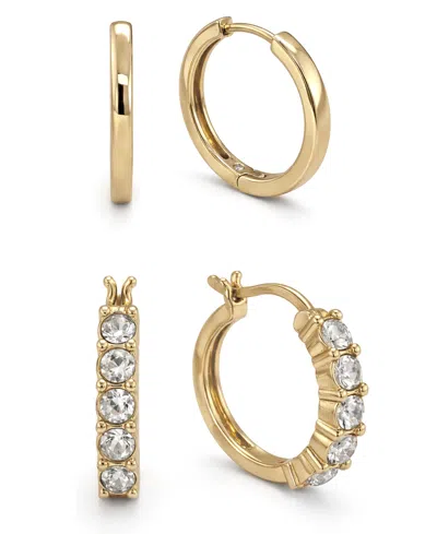 And Now This Crystal 18k Gold Plated Duo Hoop Earring Set In Pink