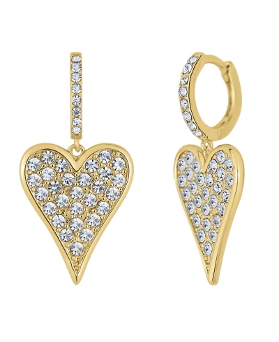 And Now This Crystal 18k Gold Plated Heart Drop Earring In K Gold Plate Over Brass