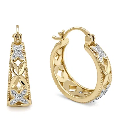 And Now This Crystal 18k Gold Plated Hoop Earring In White