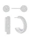 And Now This Crystal Ball Stud And Hoop Duo Earring Set In Silver