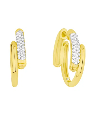 And Now This Crystal Bypass Hinged Hoop Earrings In Gold