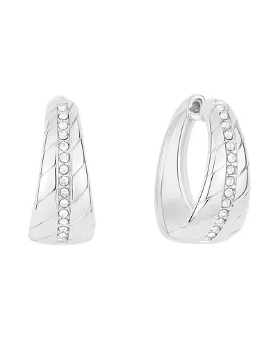 And Now This Crystal Center Graduated Hinged Hoop Earrings In Gray