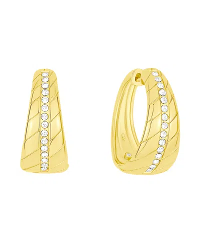 And Now This Crystal Center Graduated Hinged Hoop Earrings In Gold