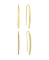 And Now This Crystal Curved Bar Earring Set In Gold