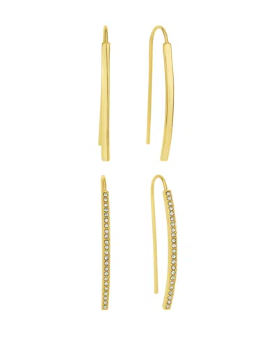 And Now This Crystal Curved Bar Earring Set In Gold