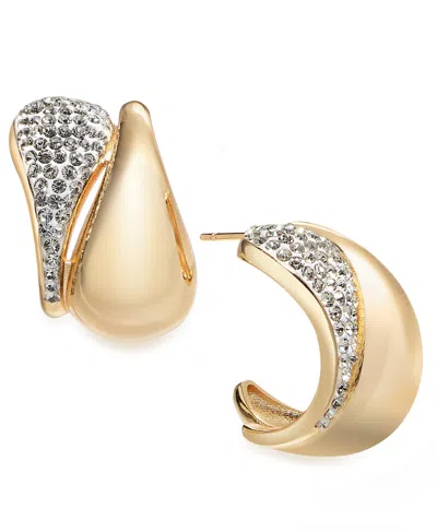 And Now This Crystal Double Teardrop C Hoop Earring In Gold