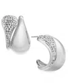 And Now This Crystal Double Teardrop C Hoop Earring In Silver