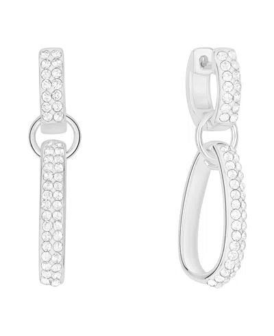 And Now This Crystal Drop Hinged Hoop Earrings In Silver