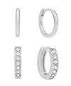 And Now This Crystal Duo Endless Hoop Earring Set In Silver