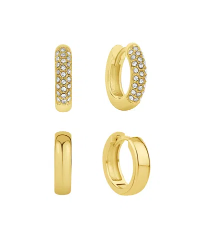 And Now This Crystal Duo Set Hoop Earrings In Gold Flash