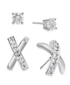 And Now This Crystal Duo Stud Earring Set In Silver