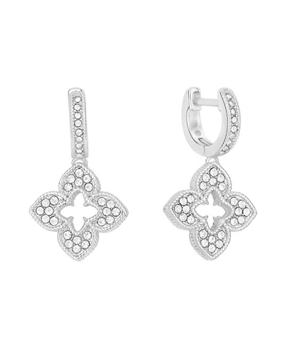 And Now This Crystal Flower Hinged Hoop Earrings In Silver