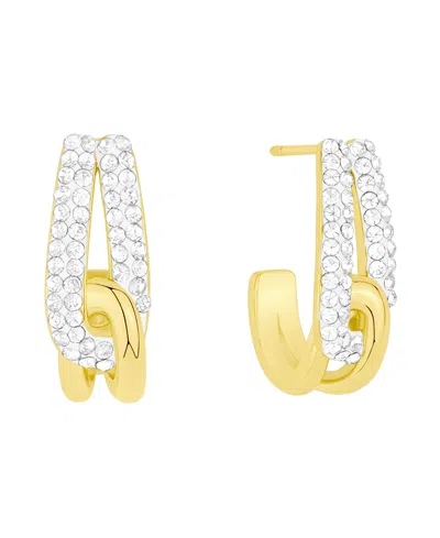 And Now This Crystal Interlock J Hoop Earrings In Gold