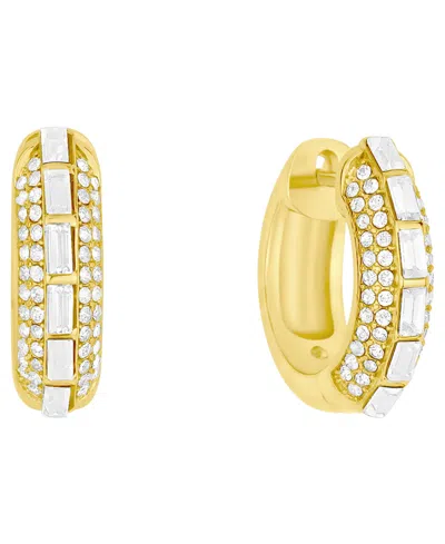 And Now This Crystal Pave 18k Gold Plated Brass Hoop Earrings, Macy's Exclusive