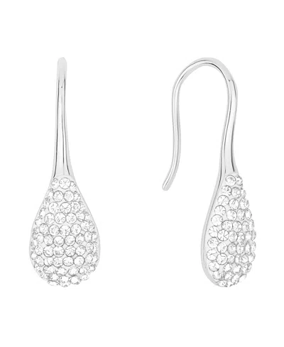 And Now This Crystal Paved Drop Wire Hook Earrings In Silver