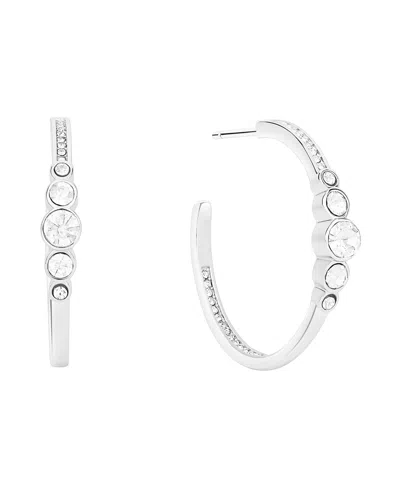 And Now This Crystal Post C Hoop Earrings In Gray