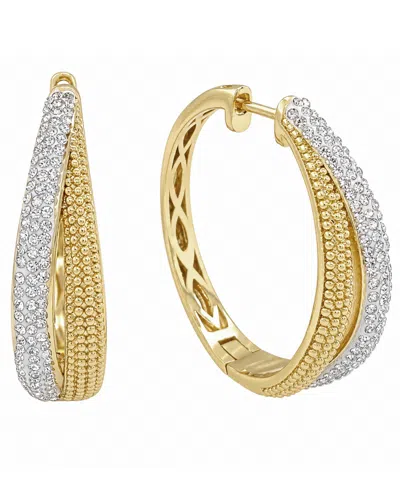 And Now This Crystal Split Texture Hoop Earrings In Gold