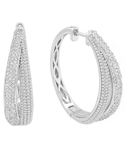 And Now This Crystal Split Texture Hoop Earrings In Silver