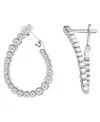 And Now This Crystal Stone Pear Shape Post Hoop Earrings In Silver