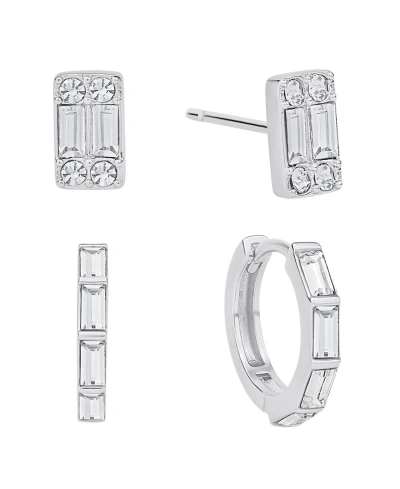 And Now This Crystal Stud And Hoop Earring Set In Silver