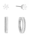 And Now This Crystal Stud And Hoop Earrings Set In Silver