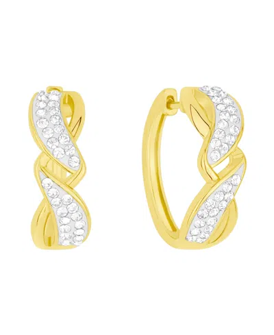 And Now This Crystal Twisted Hinged Hoop Earrings In Gold