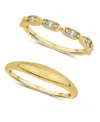 And Now This Cubic Zirconia 18k Gold Plated Duo Stack Ring Set, 2 Pieces In Gold