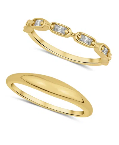 And Now This Cubic Zirconia 18k Gold Plated Duo Stack Ring Set, 2 Pieces